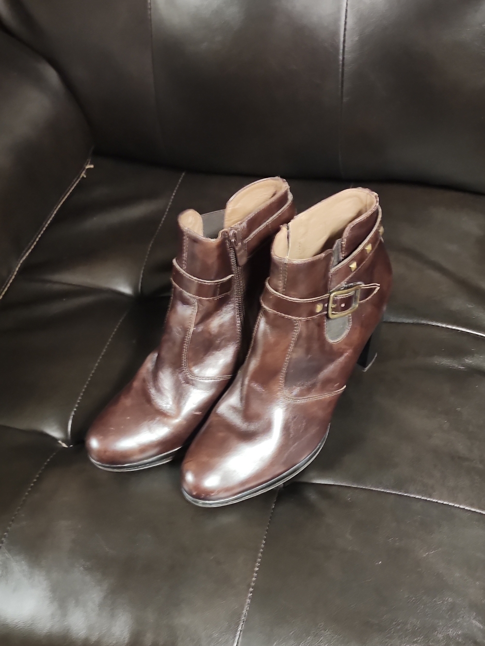 Nero Giardini Women's Brown Leather Ankle Boots with Buckle Detail